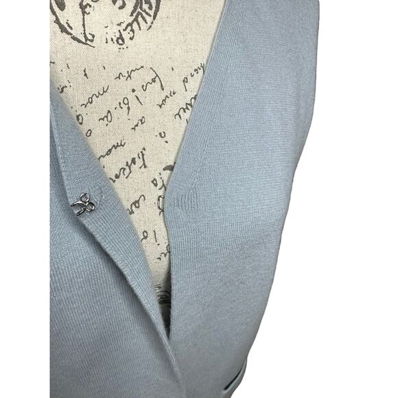 Anne Klein Light Blue Cardigan Hook & Eye Closure Sweater 100% Merino Wool XL - Picture 6 of 9